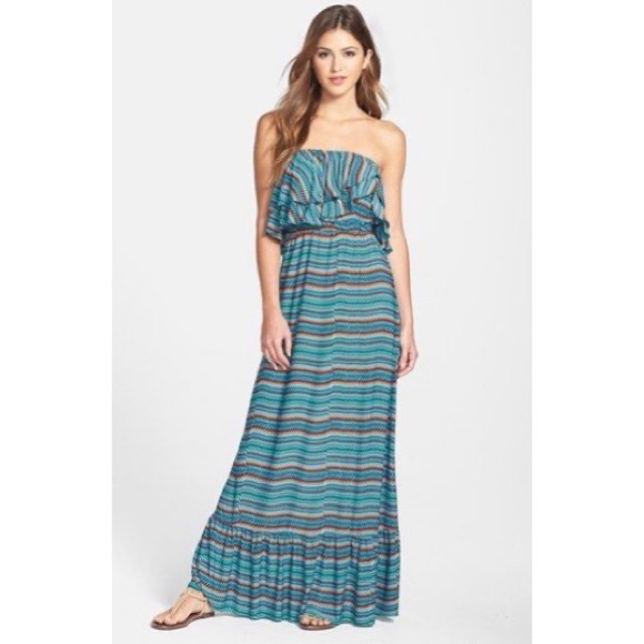 T-Bags LA Zig Zag Strapless Long Summer Dress XS - Picture 1 of 3